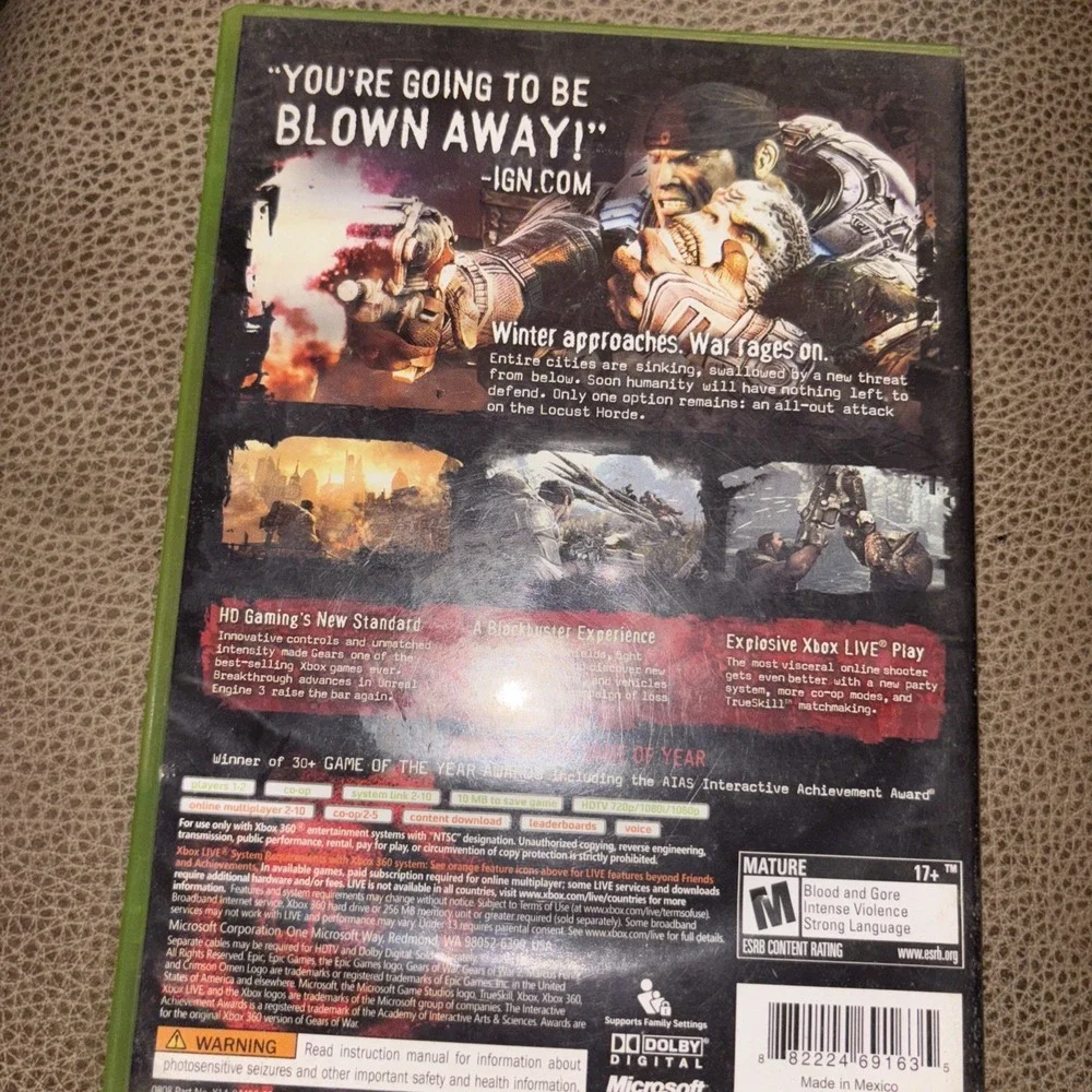 2008 GEARS OF WAR 2 Game of the Year Ed. Game & Manual, XBOX360 Live, Preowned